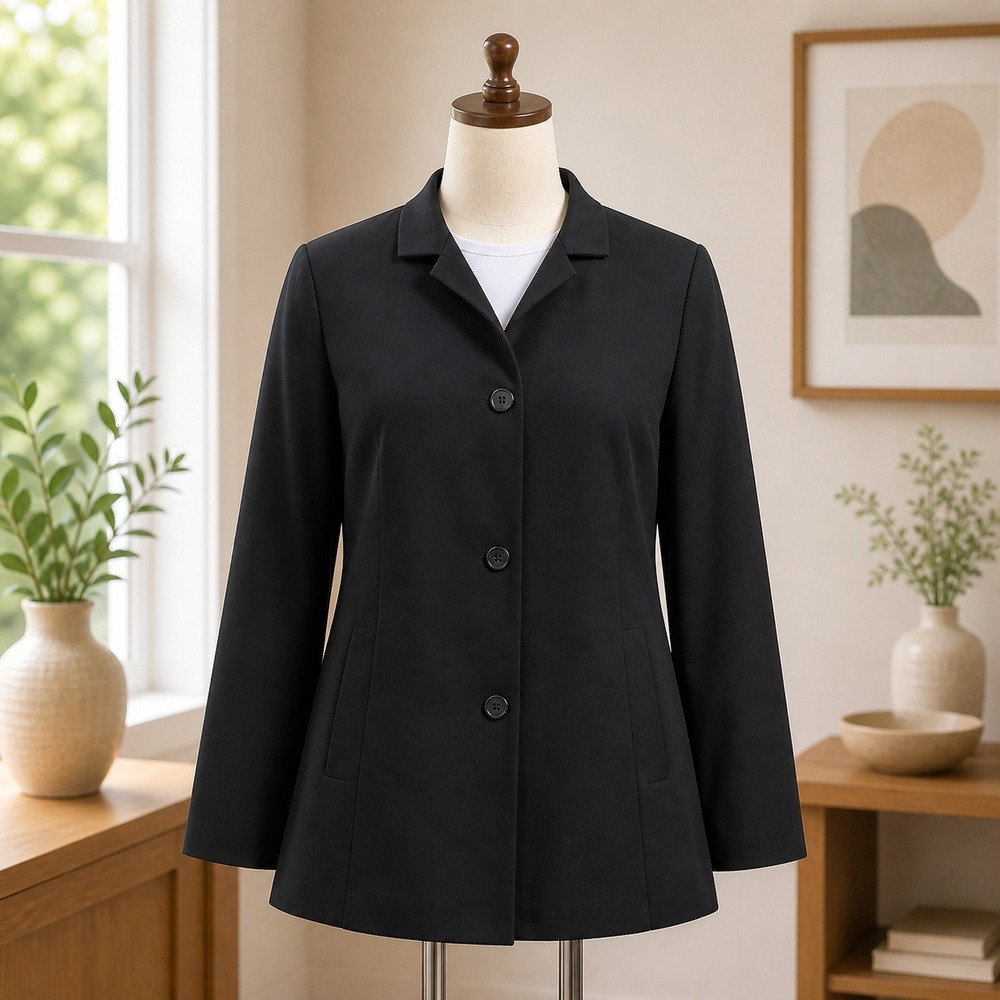 Casual Corner Black 3 Button Blazer Jacket Lilac Lining Womens 10 Professional